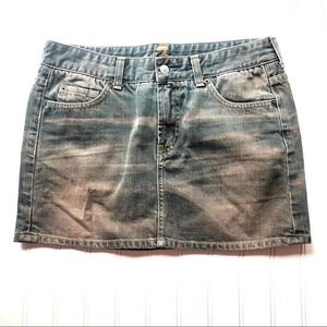 7 for All Mankind Denim Jean Mini Skirt Size 28 Blue Gray Acid Wash